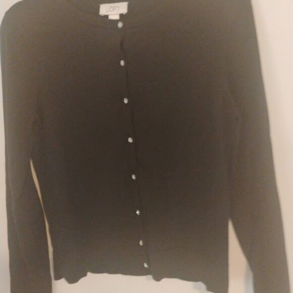 LOFT Black Button-Up Cardigan Sweater in Size M - Picture 3 of 5